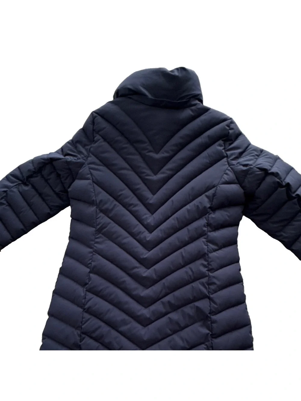 Michael Kors Navy Long Quilted Puffer Coat